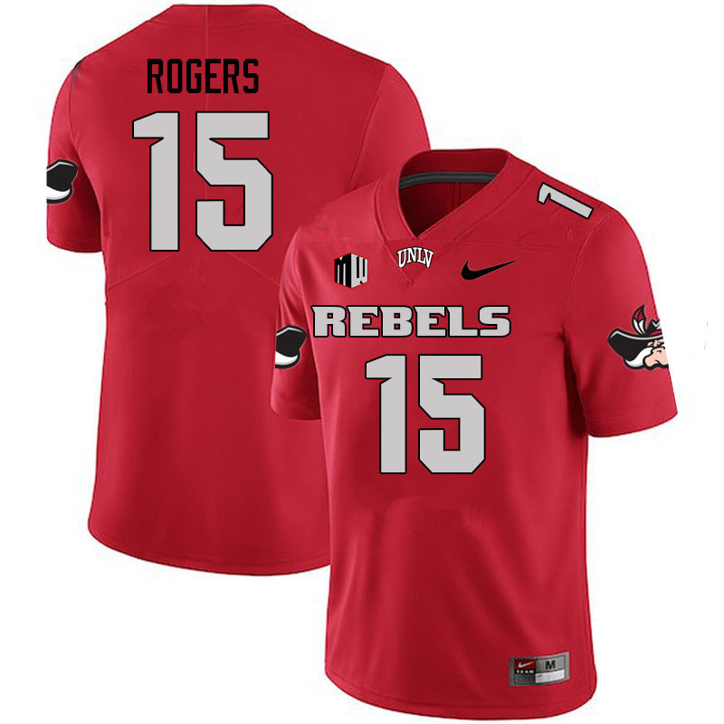 Men #15 Landon Rogers UNLV Rebels College Football Jerseys Stitched Sale-Scarlet